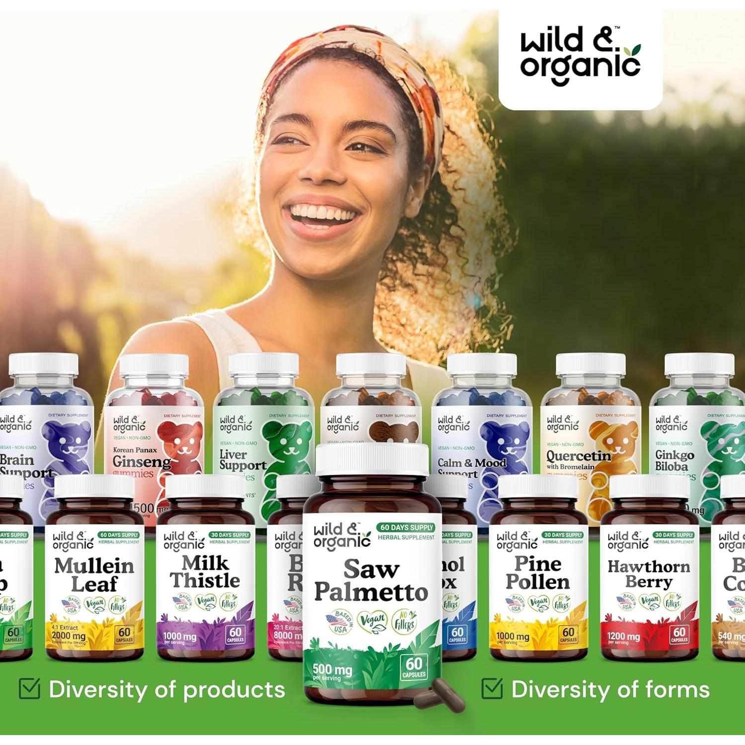 Cápsulas de Saw Palmetto Silvestre y Orgánico 500 mg - 60 Unidades