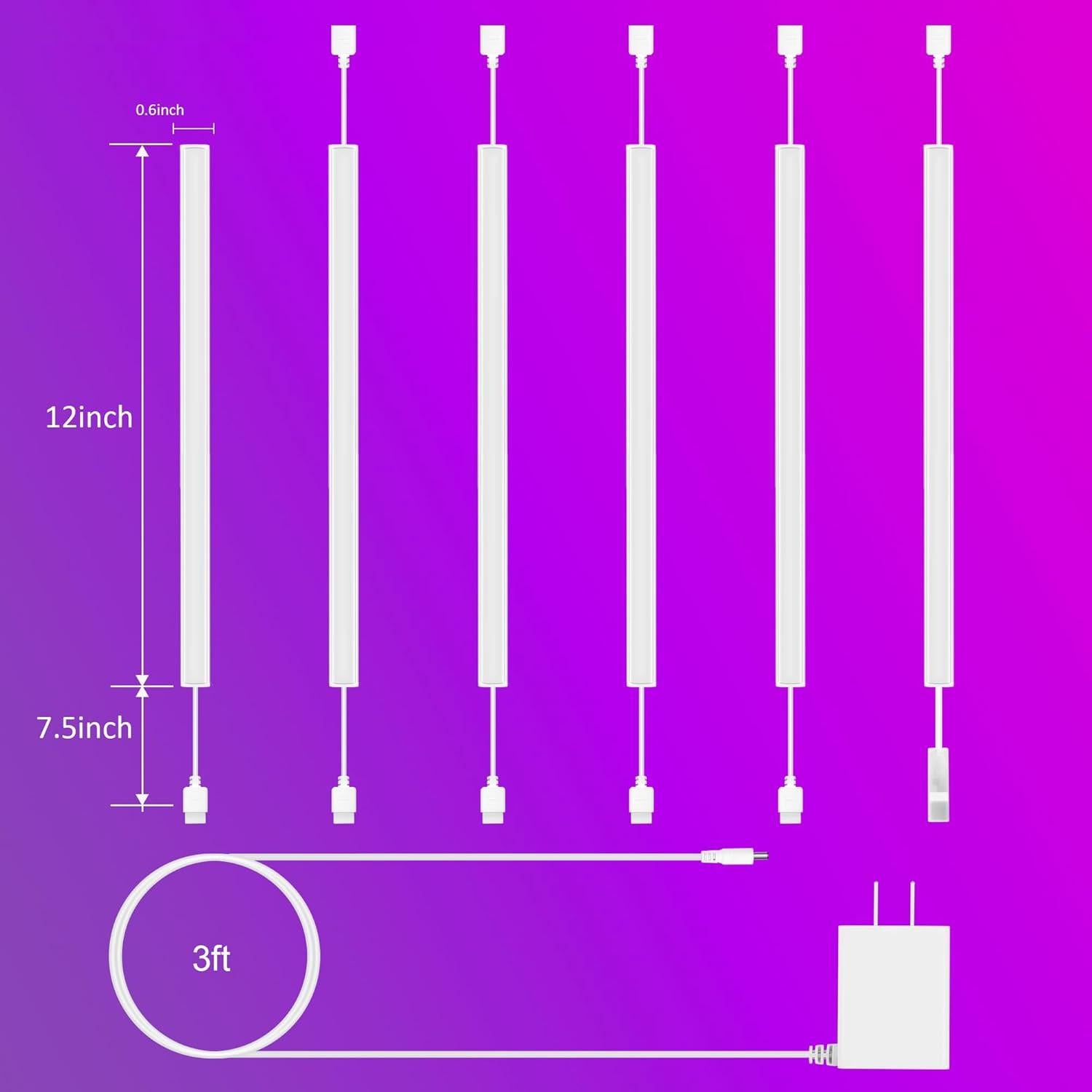 Kit de luces RGB Benreom 6 piezas con control remoto