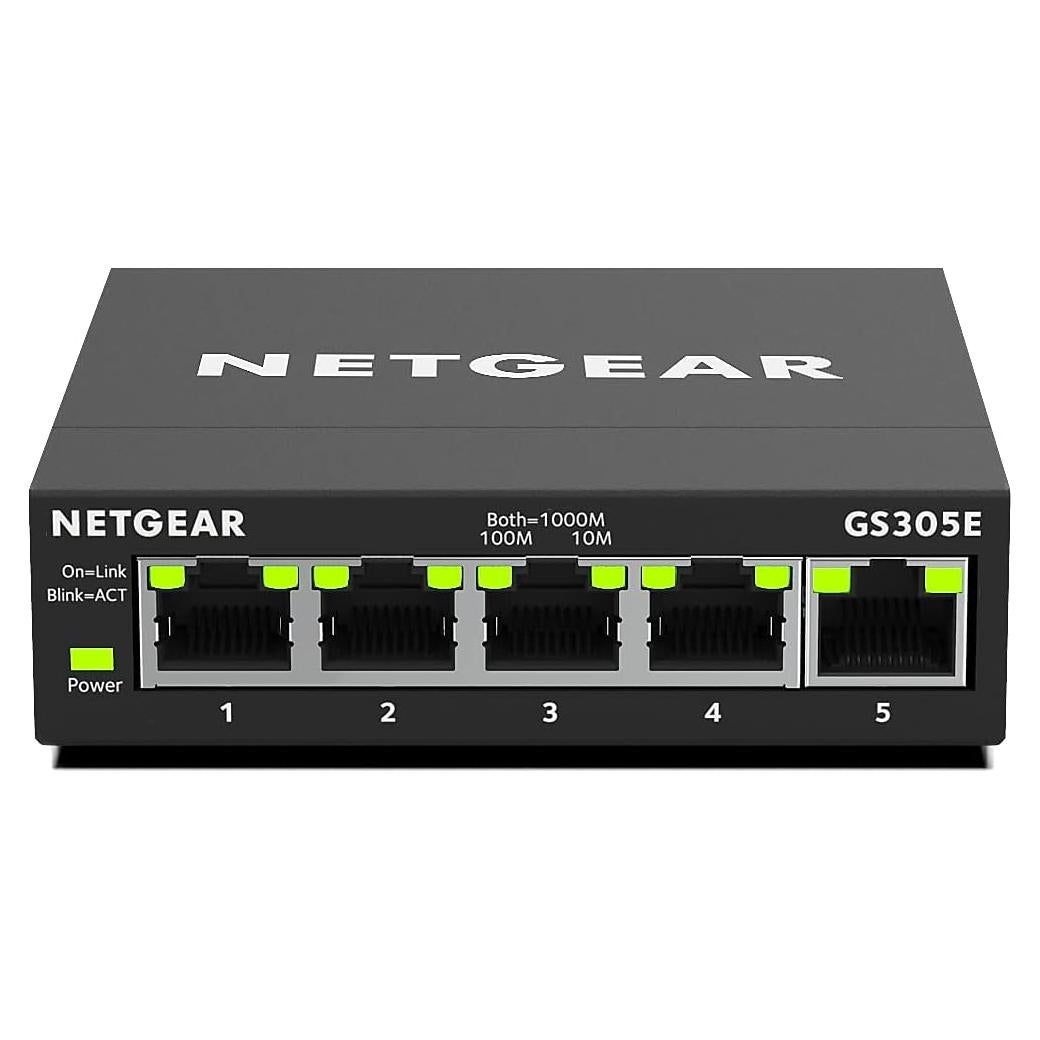 Switch Ethernet Gigabit NETGEAR GS305E 5 Puertos Gestión Fácil