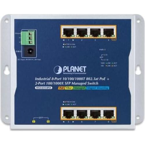 Interruptor Industrial Planet WGS-4215-8P2S 8 Puertos PoE
