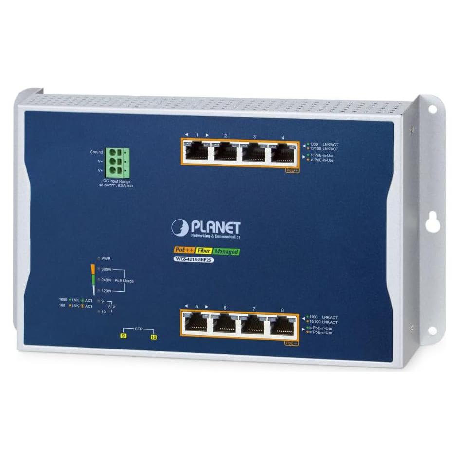 Interruptor PoE++ Gestionado L2 Planet WGS-4215-8HP2S 8 Puertos