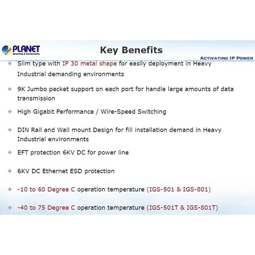 Interruptor Industrial Gigabit Ethernet Planet IGS-801T 8 Puertos