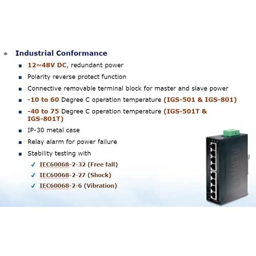 Interruptor Industrial Gigabit Ethernet Planet IGS-801T 8 Puertos