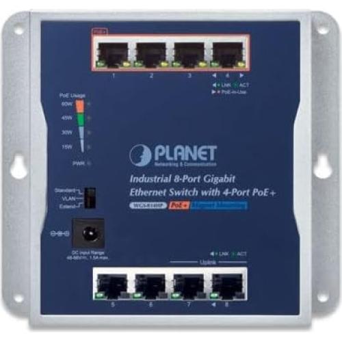 Interruptor Gigabit Industrial PLANET WGS-814HP 8 Puertos PoE+