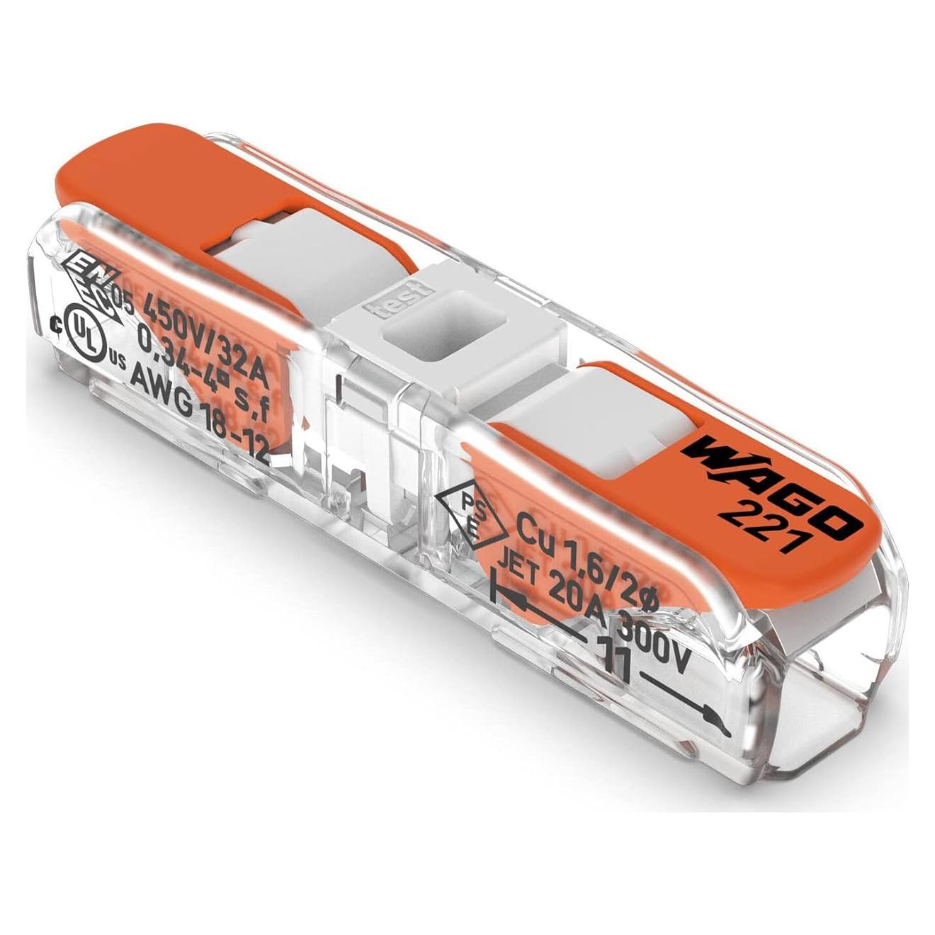 Conector de empalme WAGO Lever-Nuts 2 conductores 24-12 AWG