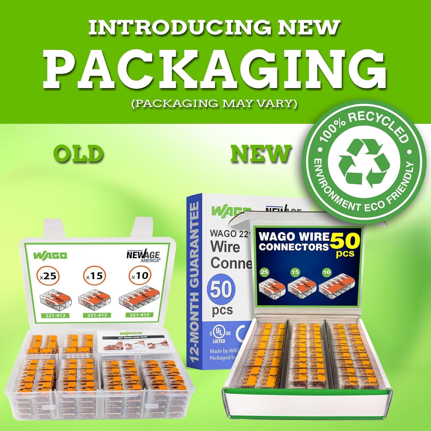 Conectores de Cable WAGO 221 - 50 Piezas, 2-3-5 Puertos