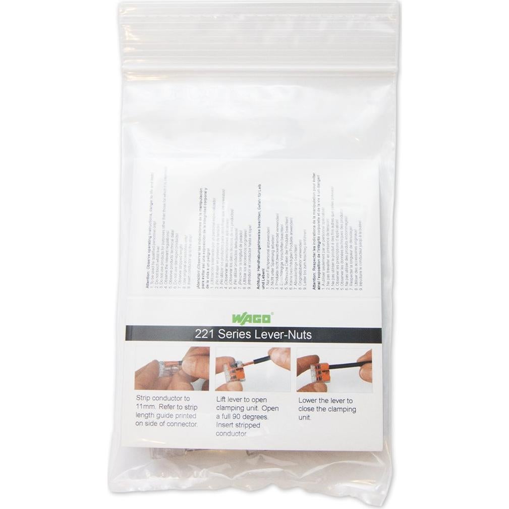 Conectores Compactos Wago 221-415 de 5 Conductores - Bolsa de 10