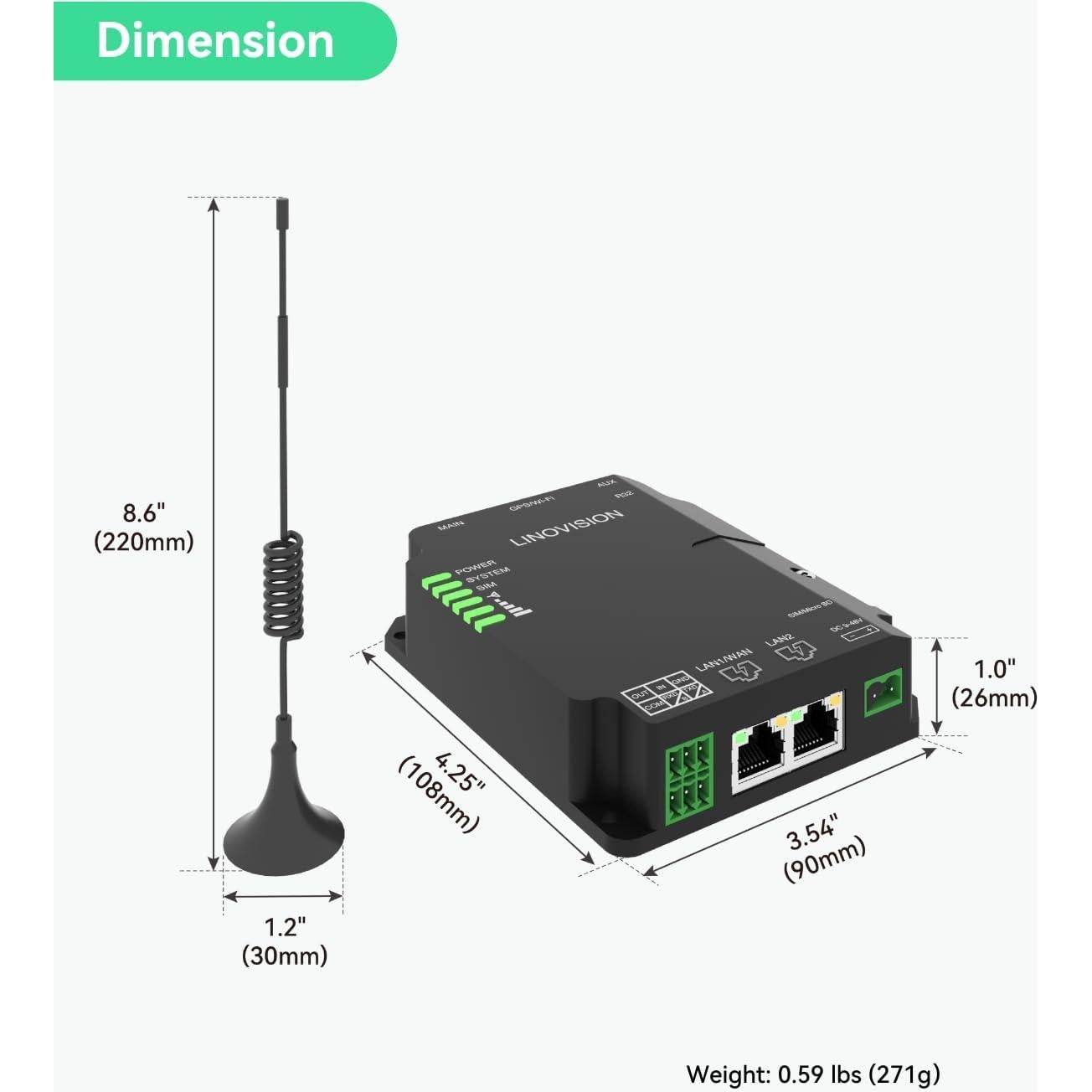 Router Celular Industrial 4G LTE Cat4 LINOVISION con Wi-Fi