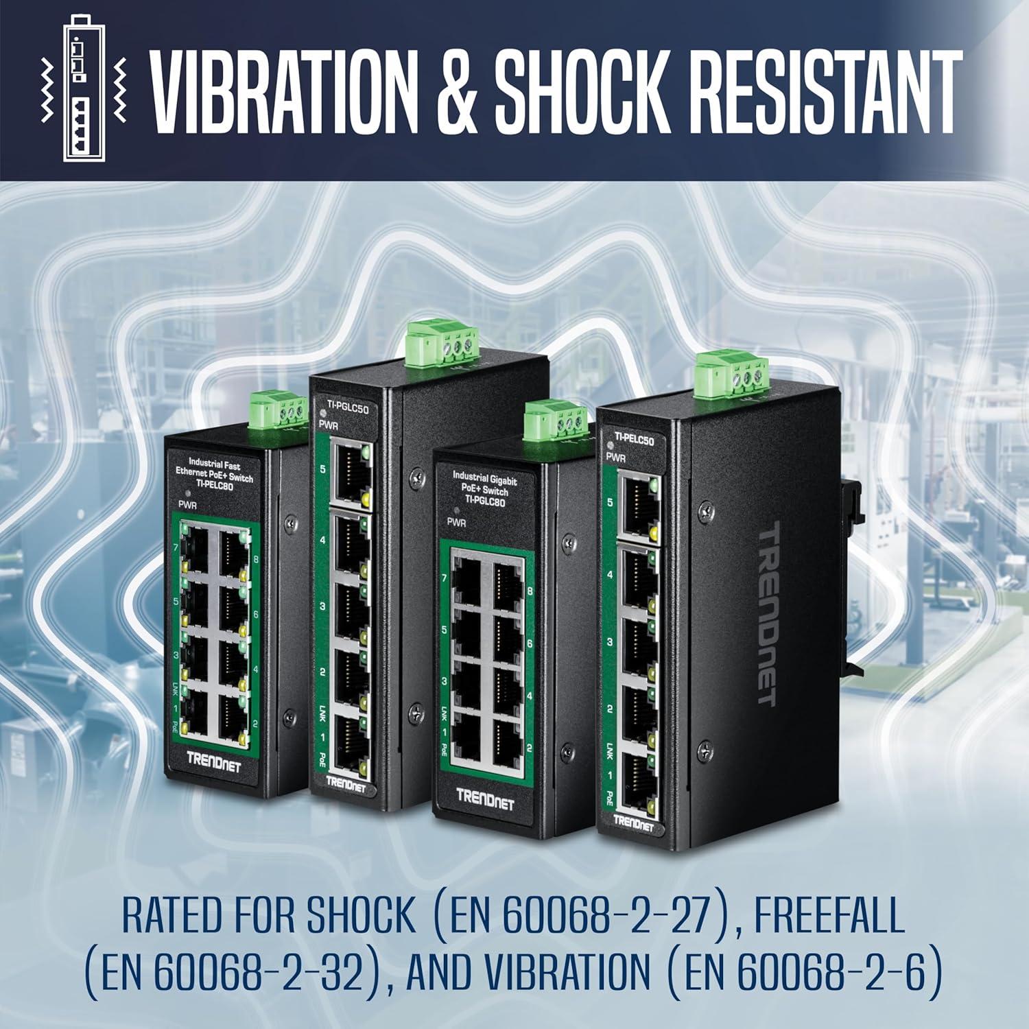 Interruptor Industrial Gigabit PoE+ TRENDnet TI-PGLC80 8 Puertos