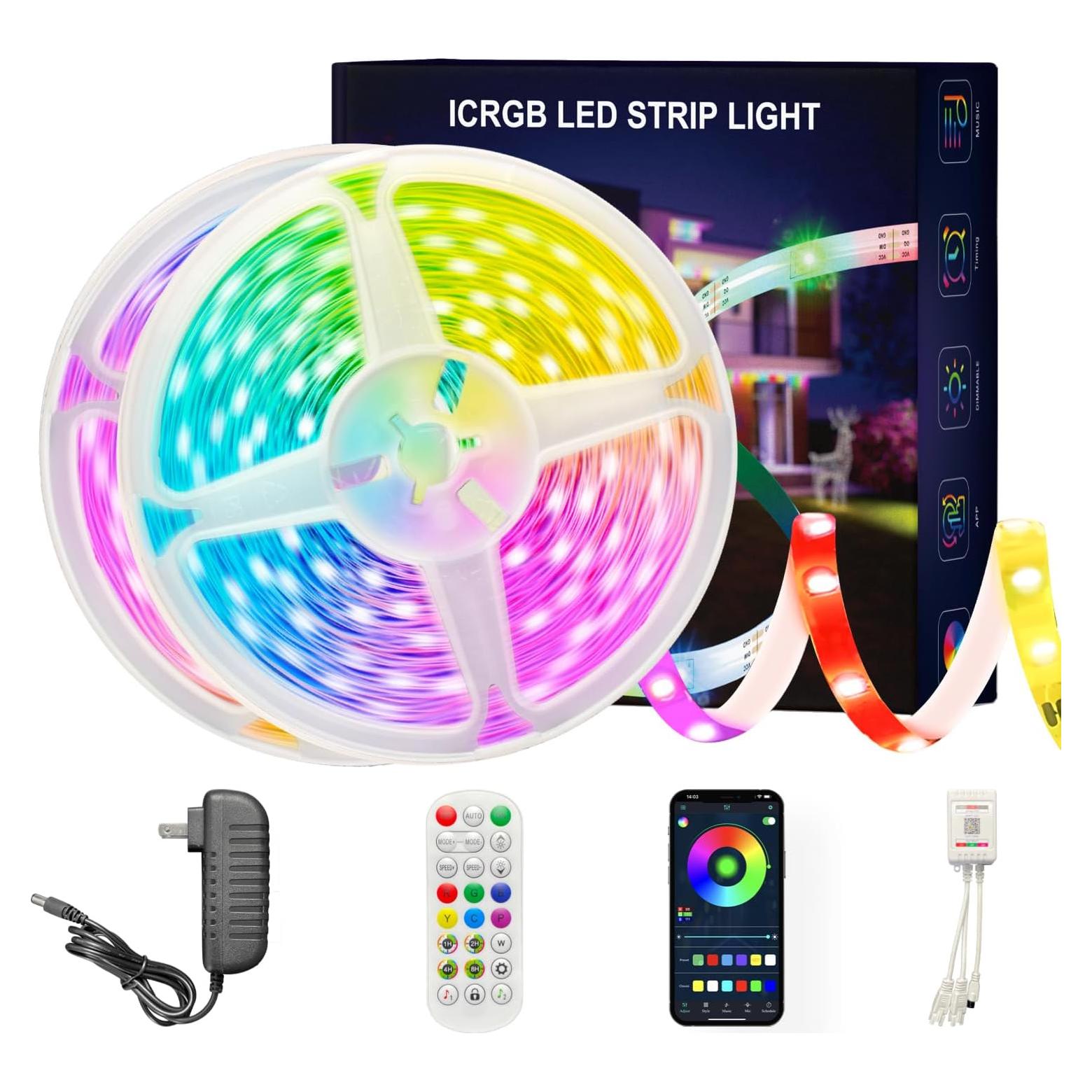 Tira LED 30,48 m ATHONO IC+RGB con control remoto y app