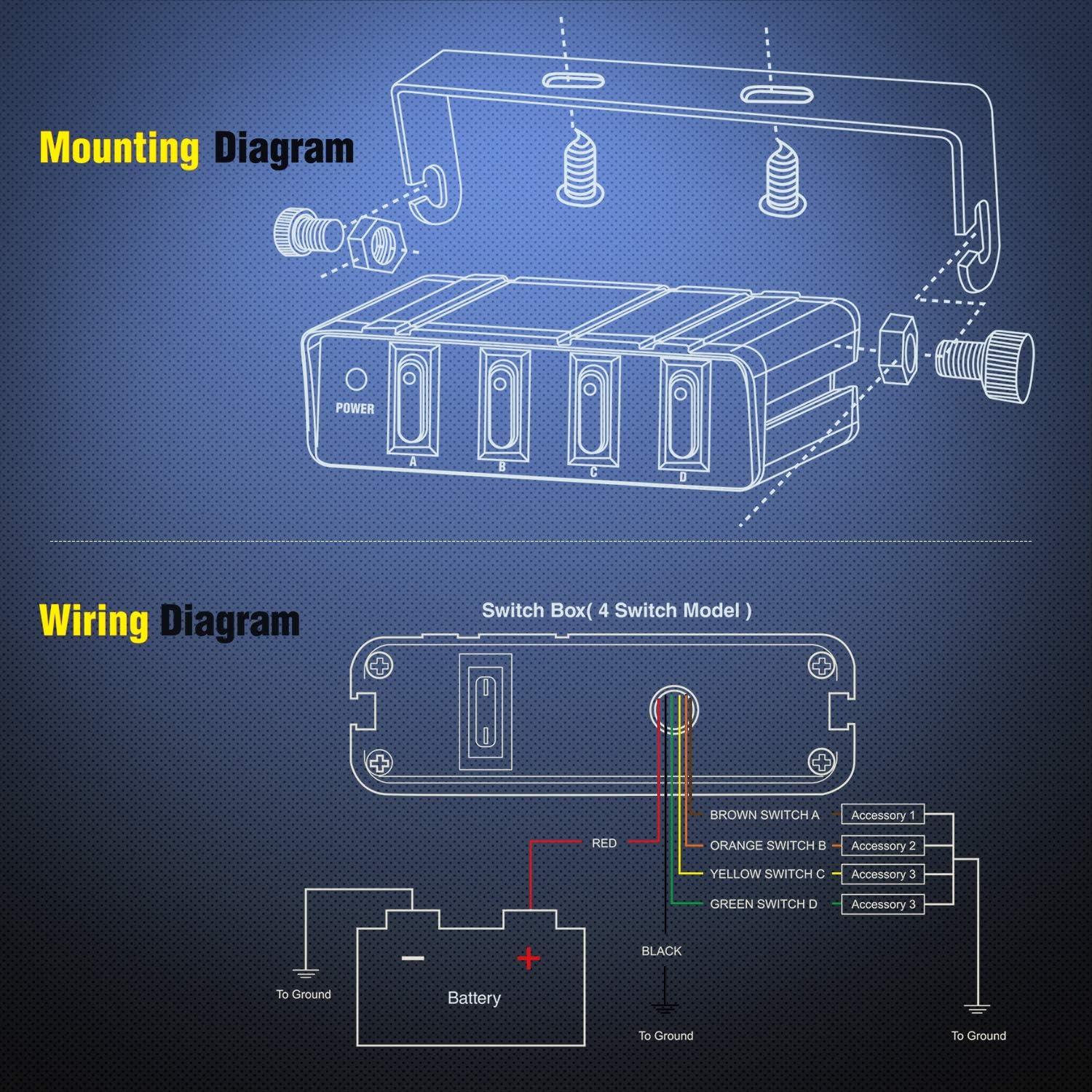 Caja de Interruptores Nilight 4 Gang 12V 20A para Vehículos