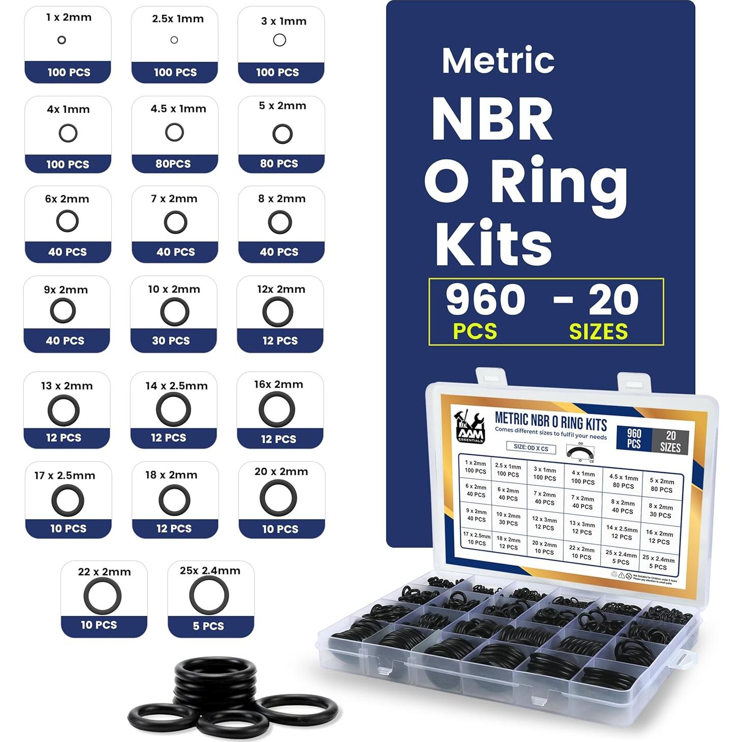 Kit de Anillos en O AAM Esenciales 960 Piezas Nitrilo