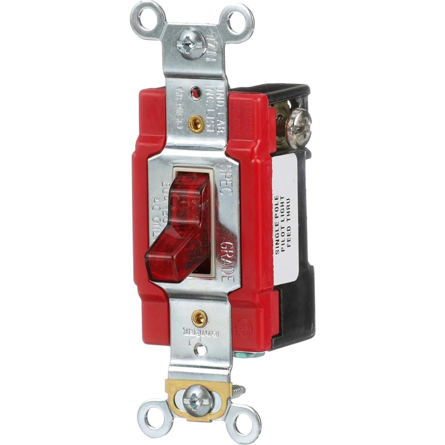 Interruptor de Palanca Eaton AH1221PL 20A 120V Rojo Industrial