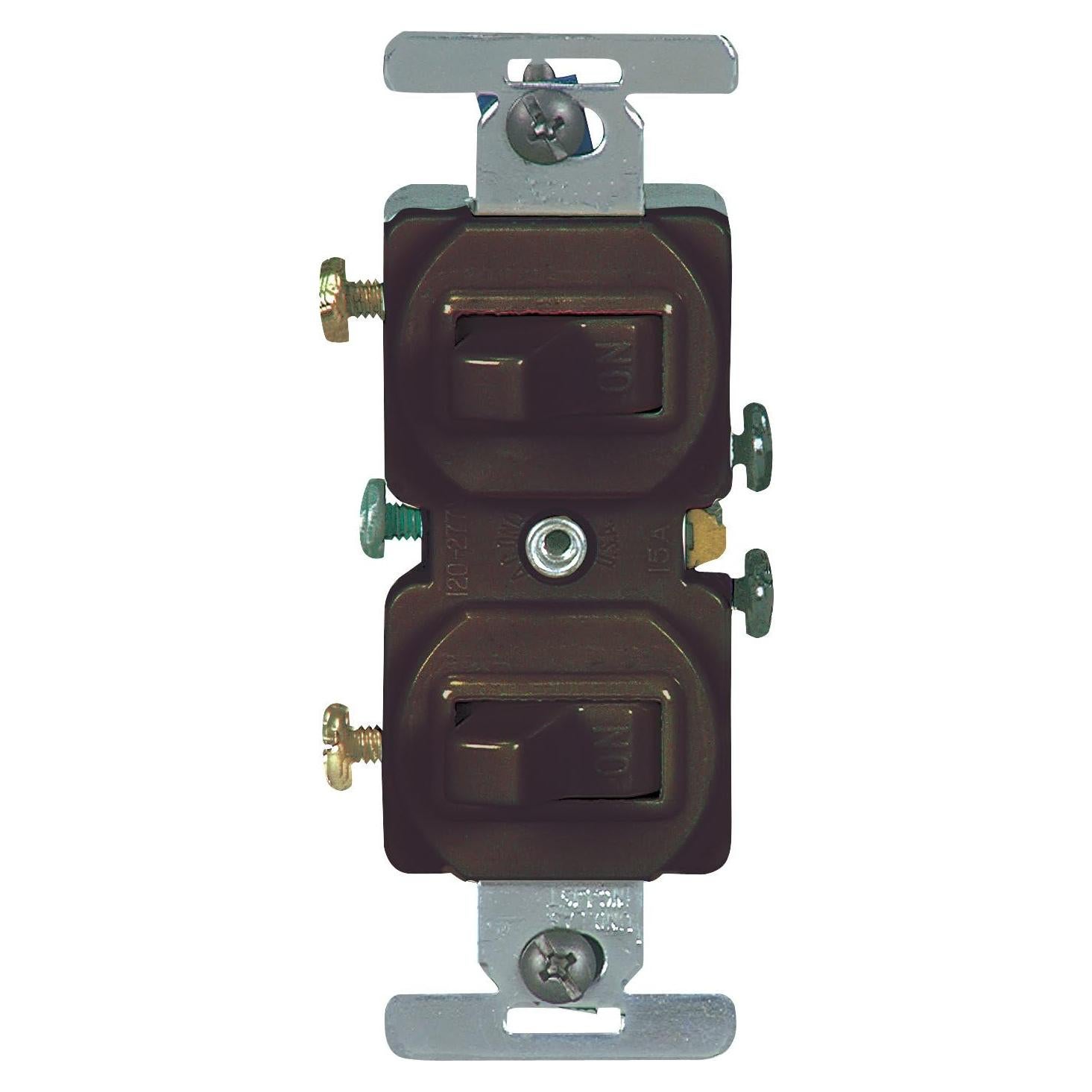 Interruptor Doble Palanca Eaton 271B 15A Grado Comercial Marrón