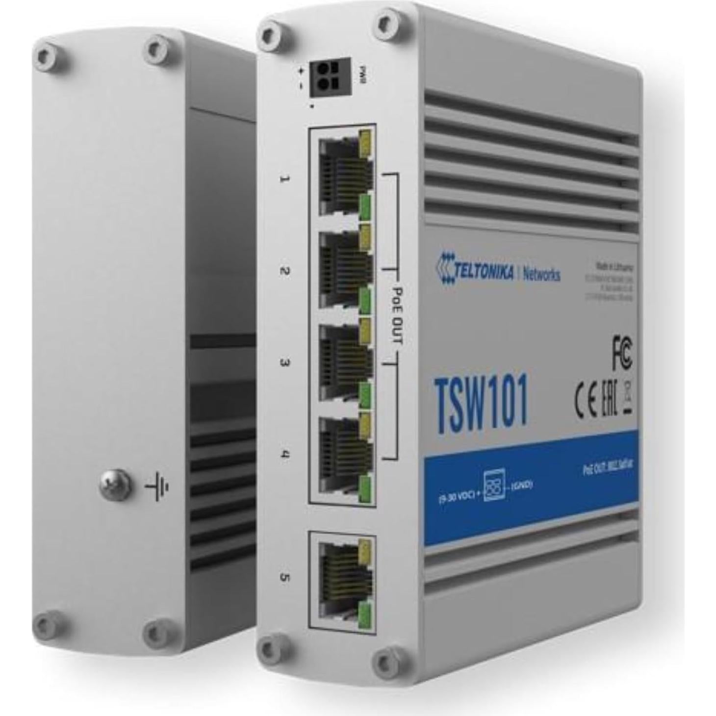 Interruptor Ethernet Automotriz Teltonika TSW101 PoE+ 5 Puertos