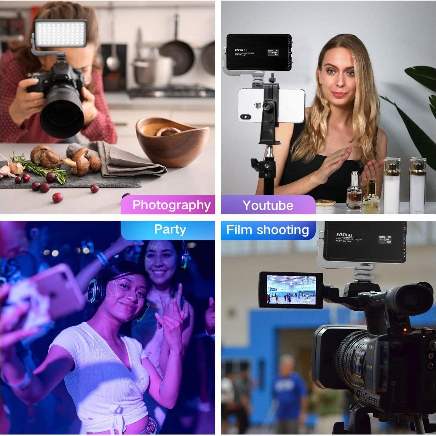 G2 Luz de Cámara LED RGB IVISII Batería 4300mAh 2600-10000K