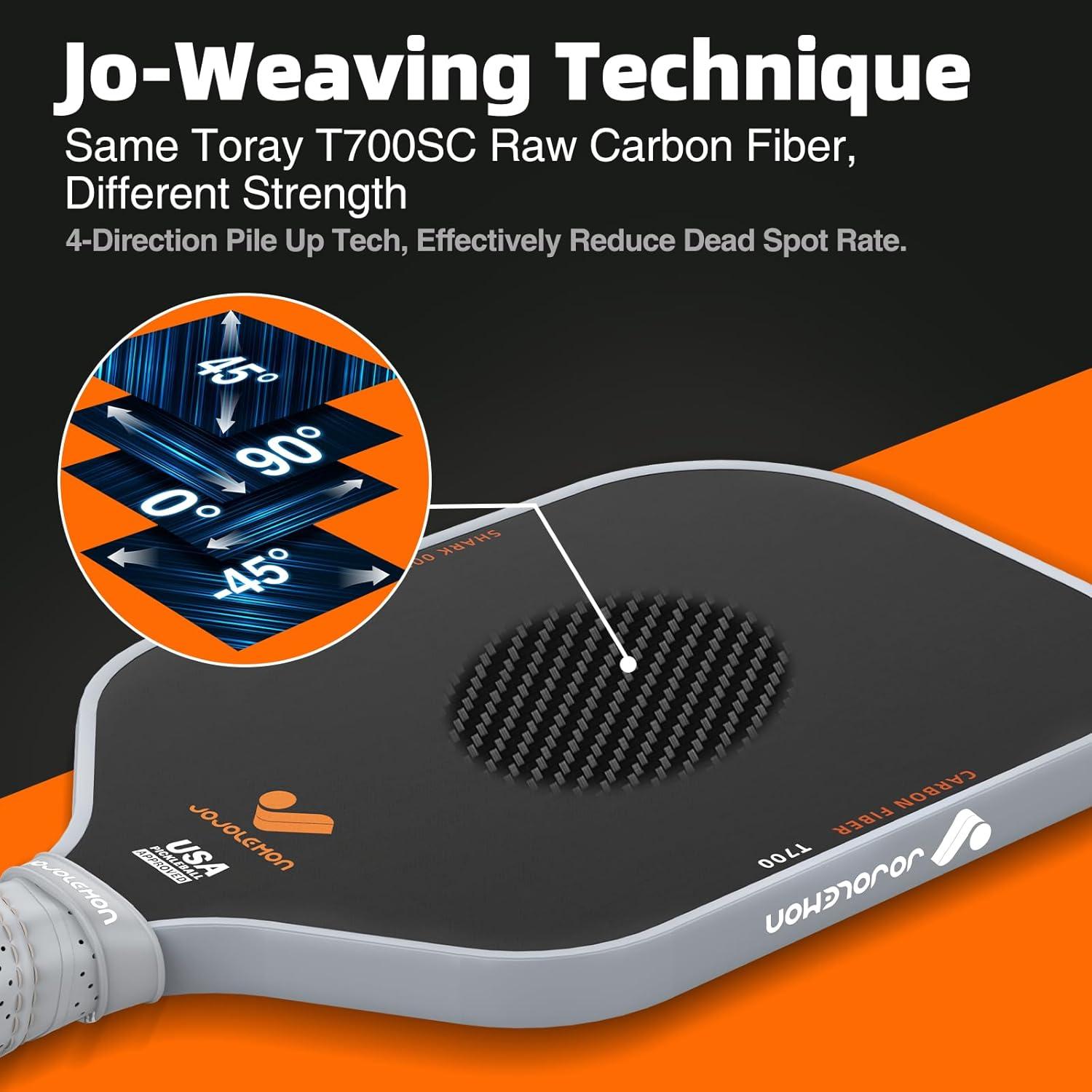 Pala de Pickleball Jojolemon Shark 001 Fibra de Carbono 16mm