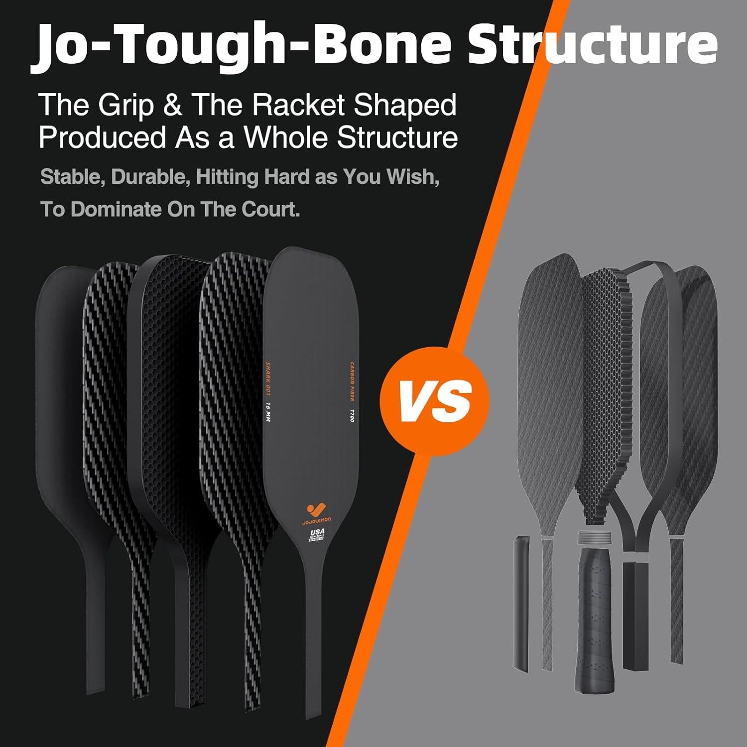 Pala de Pickleball Jojolemon Shark 001 Fibra de Carbono 16mm