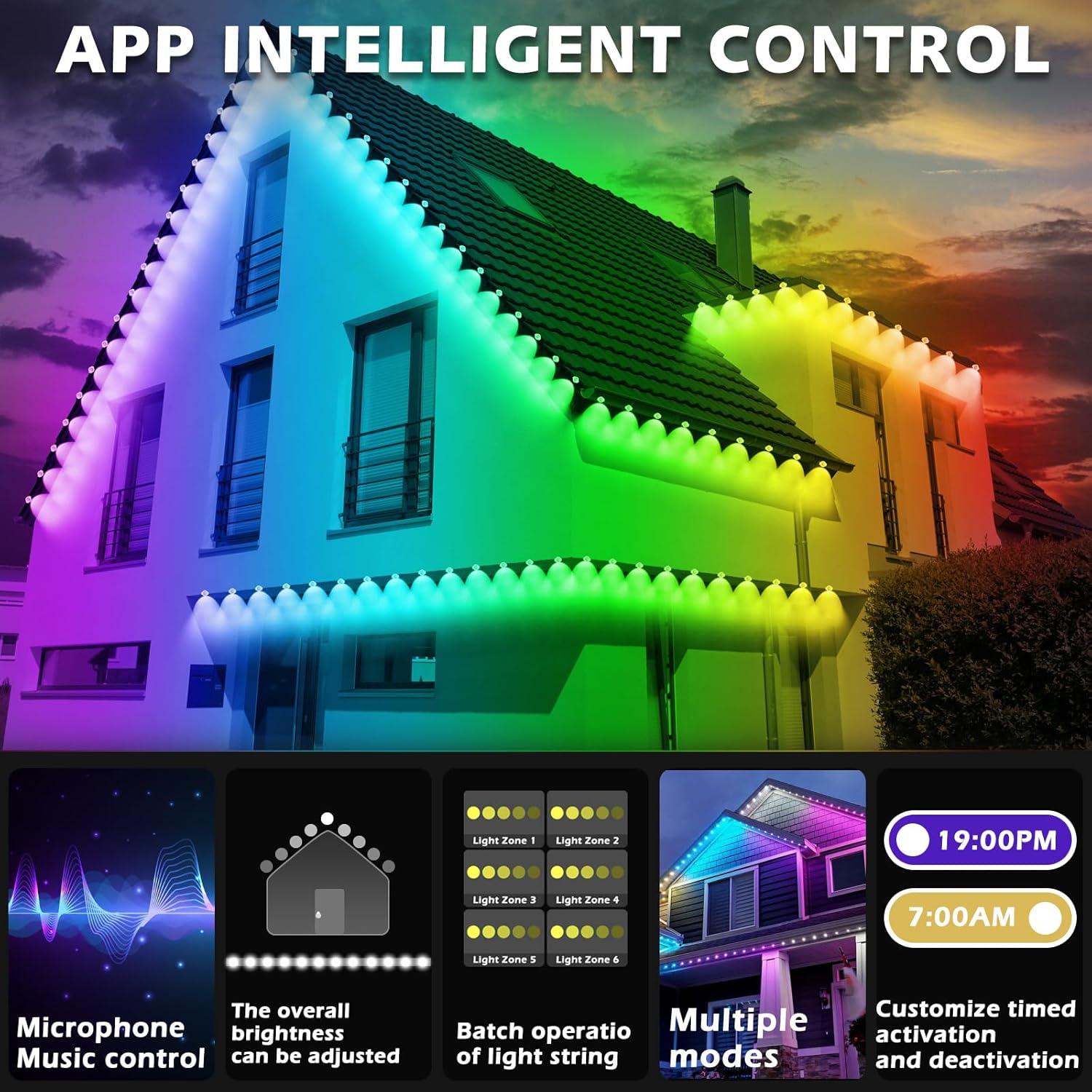 Luces LED RGB 30.48m SINLEY para Exterior con Control App