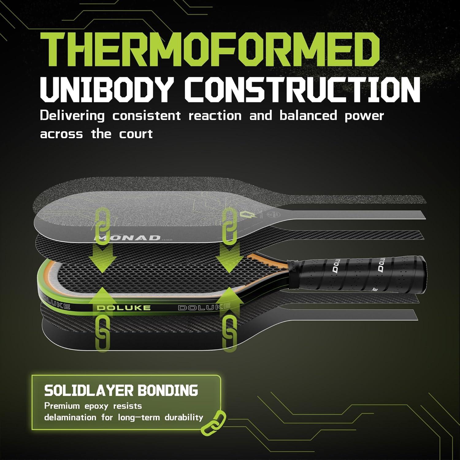 Pala de Pickleball Doluke MONAD Fibra de Carbono 16mm