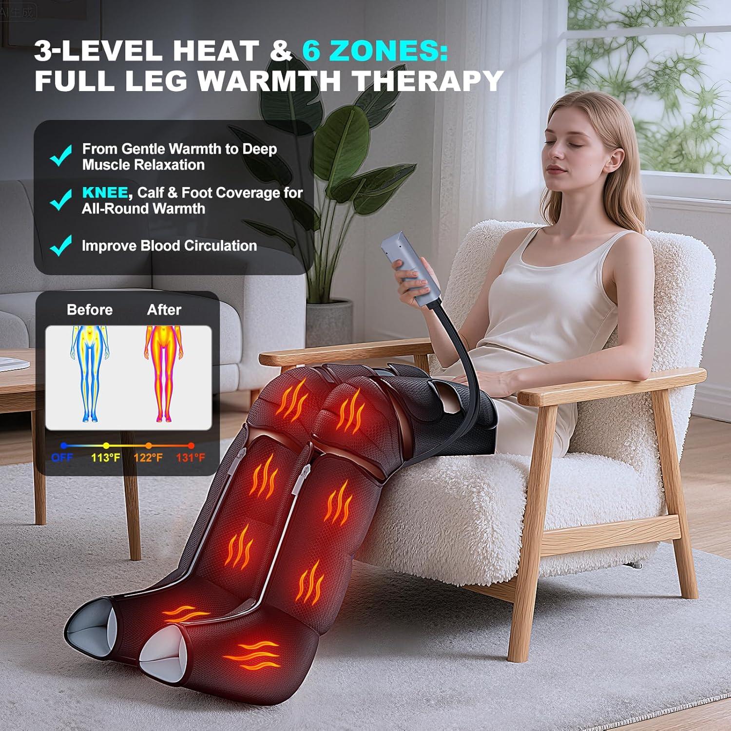 Masajeador de Piernas Pryfey con Calor y Compresión 12 Niveles