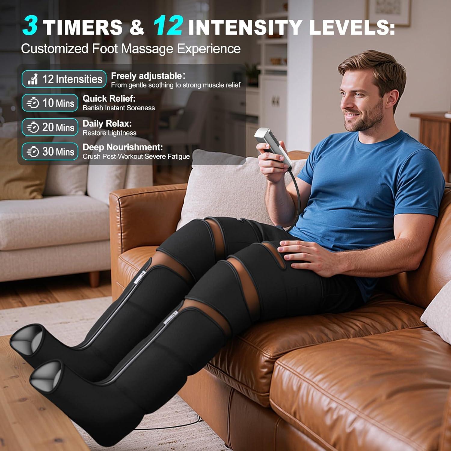 Masajeador de Piernas Pryfey con Calor y Compresión 12 Niveles