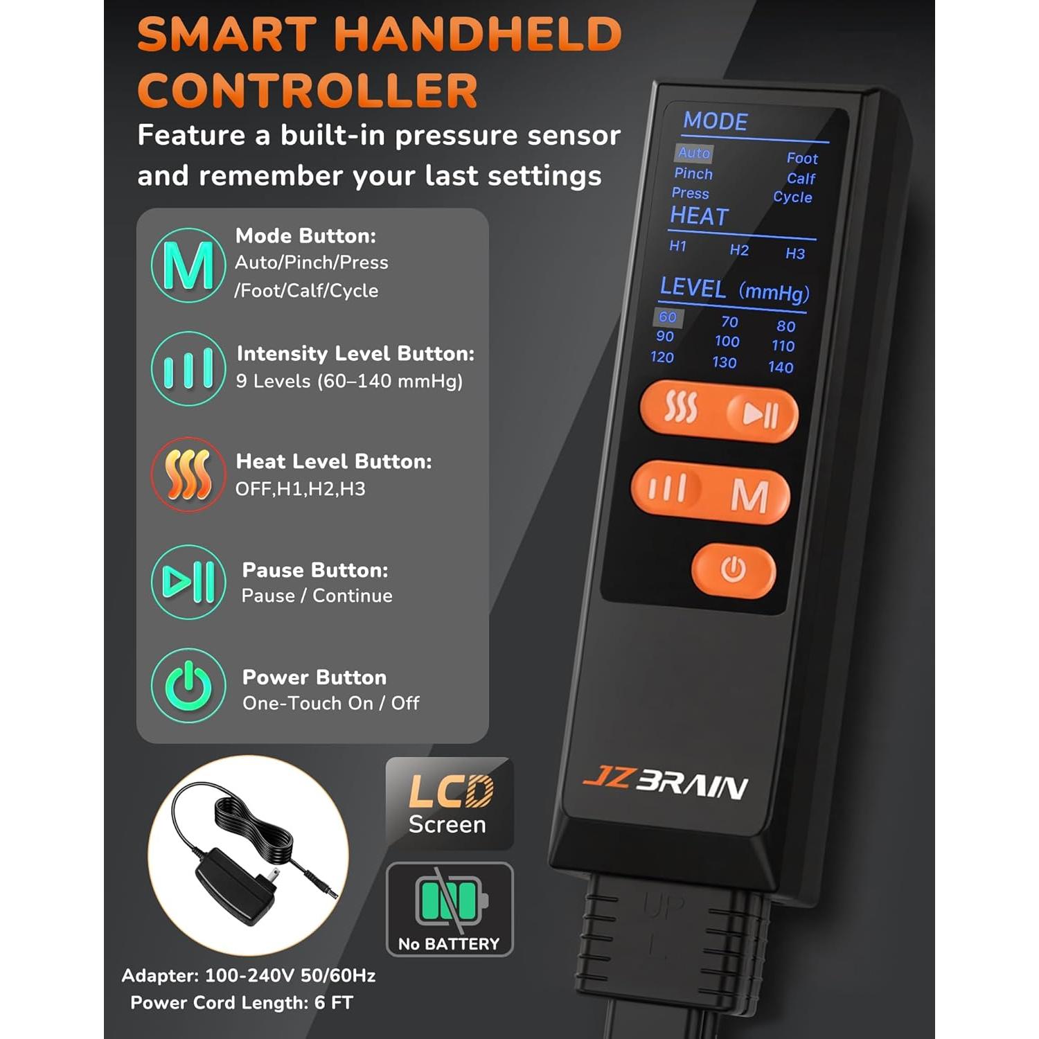 Masajeador de Piernas con Calor y Compresión Healthpal FE-7204B