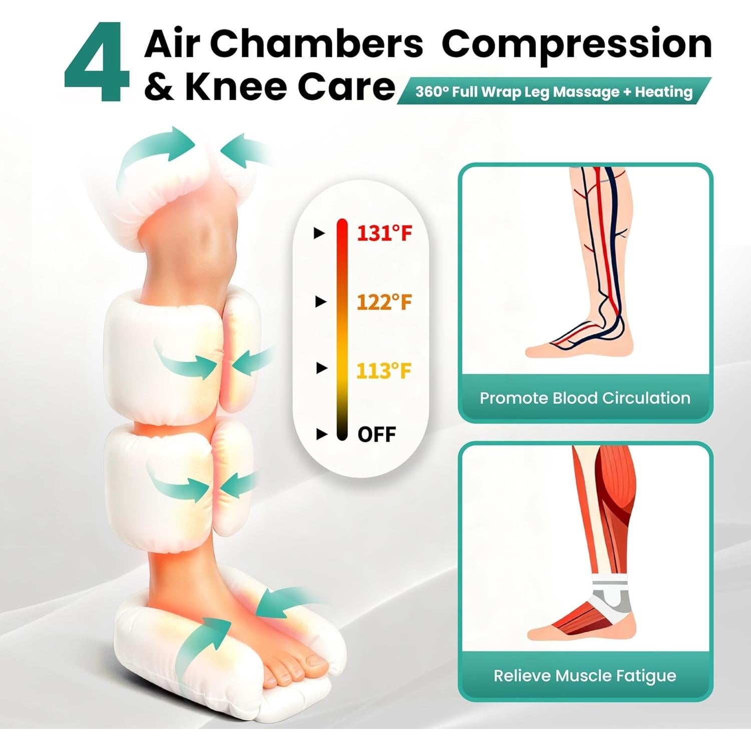 Masajeador de Piernas con Calor y Compresión Healthpal FE-7204B