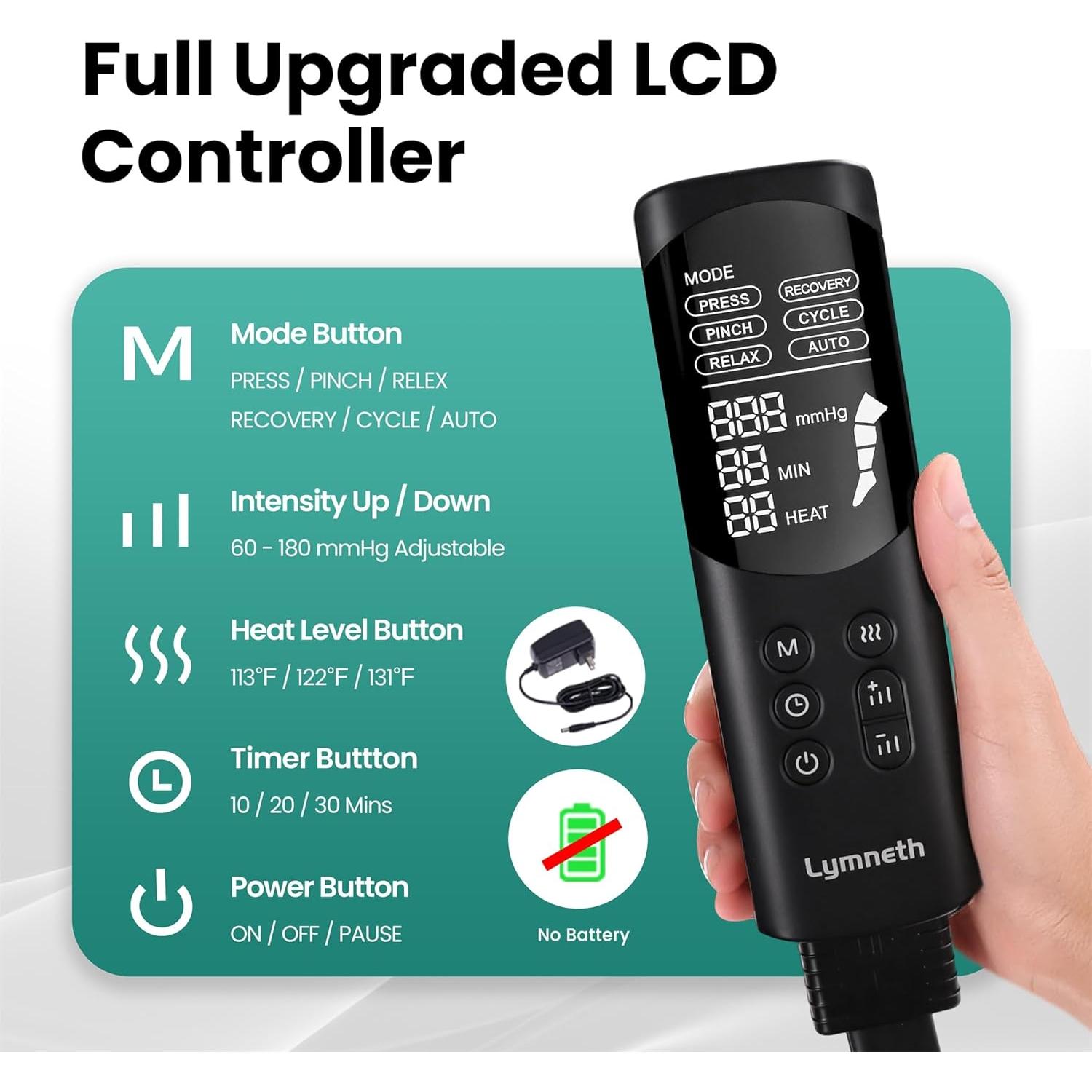 Masajeador de Piernas con Calor y Compresión Healthpal FE-7204B