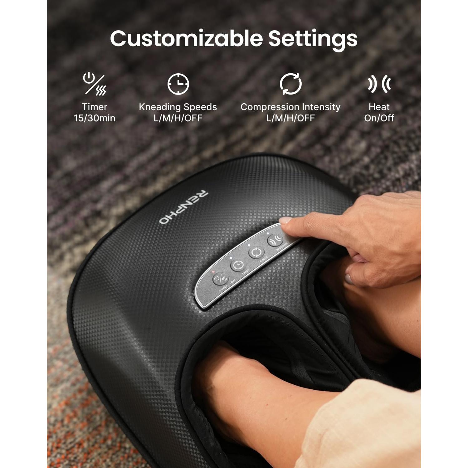 Masajeador de pies RENPHO con calor y 3 modos de compresión