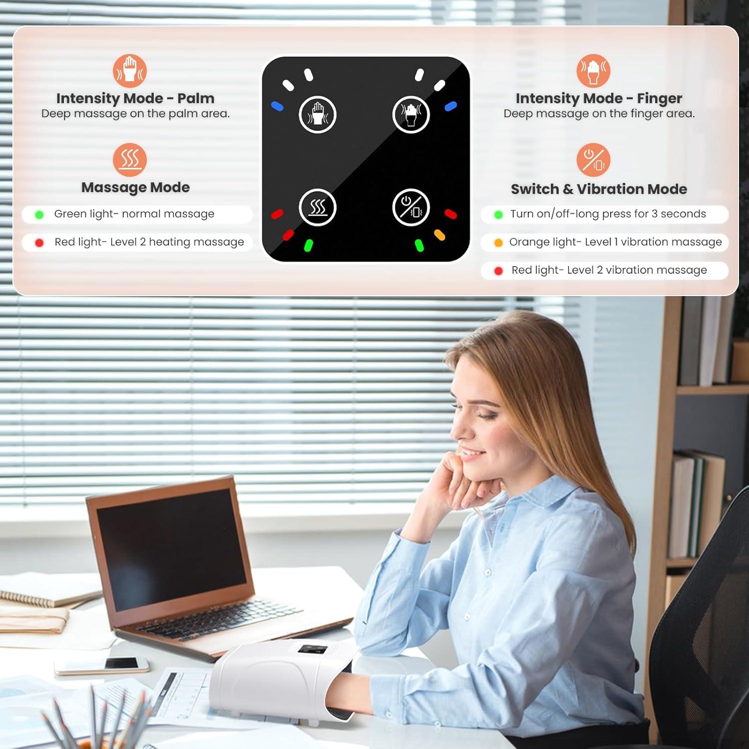 Masajeador de Manos Eléctrico TipTalk con Calor y Compresión