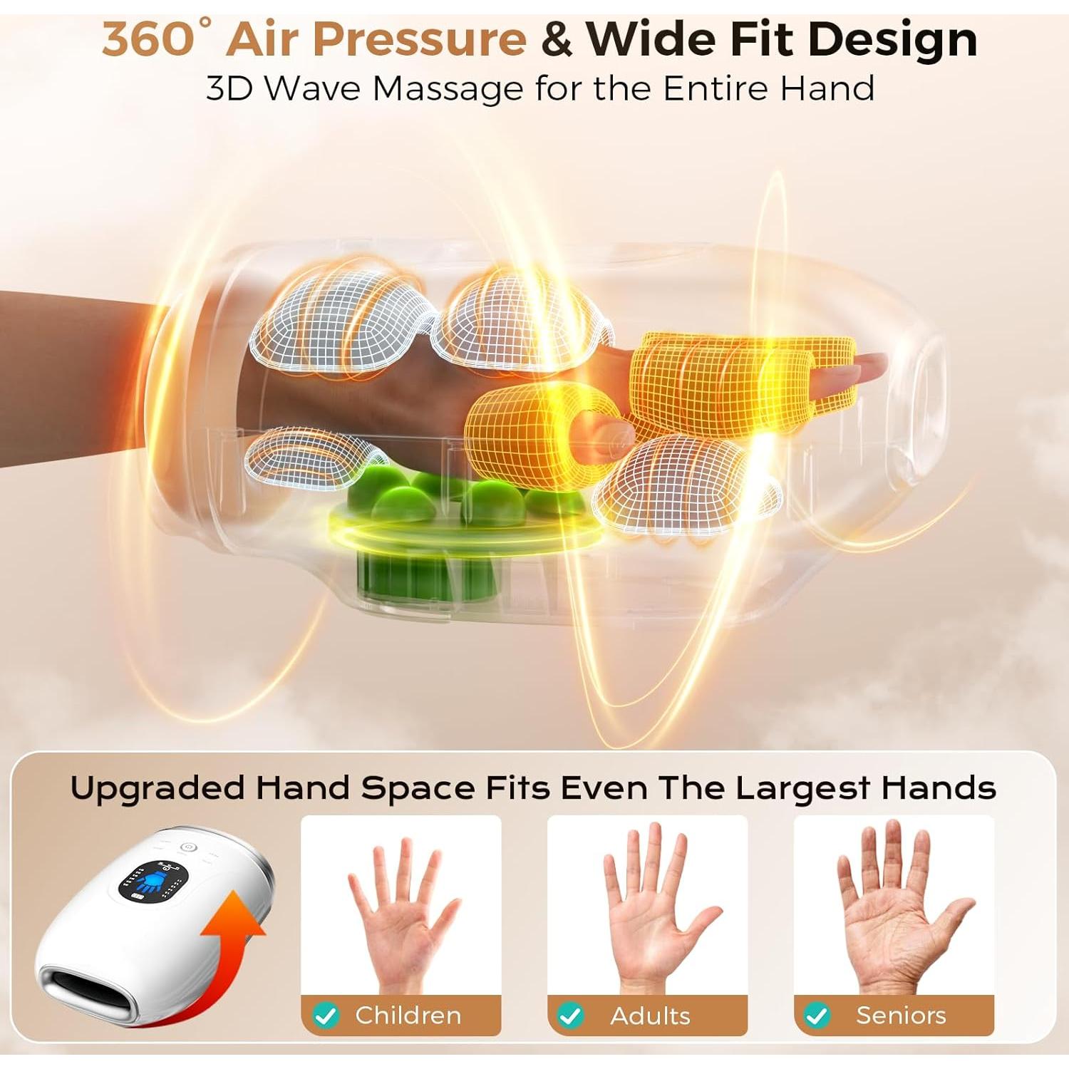 Masajeador de Manos con Calor y Compresión Healthpal FE-0159