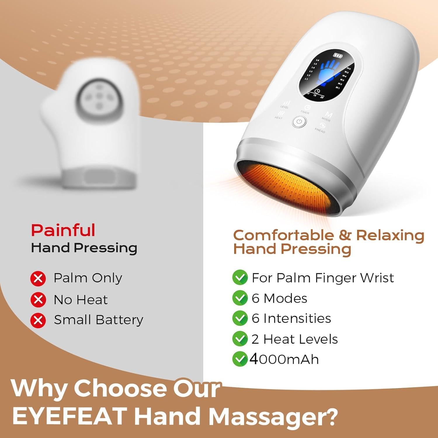 Masajeador de Manos con Calor y Compresión Healthpal FE-0159