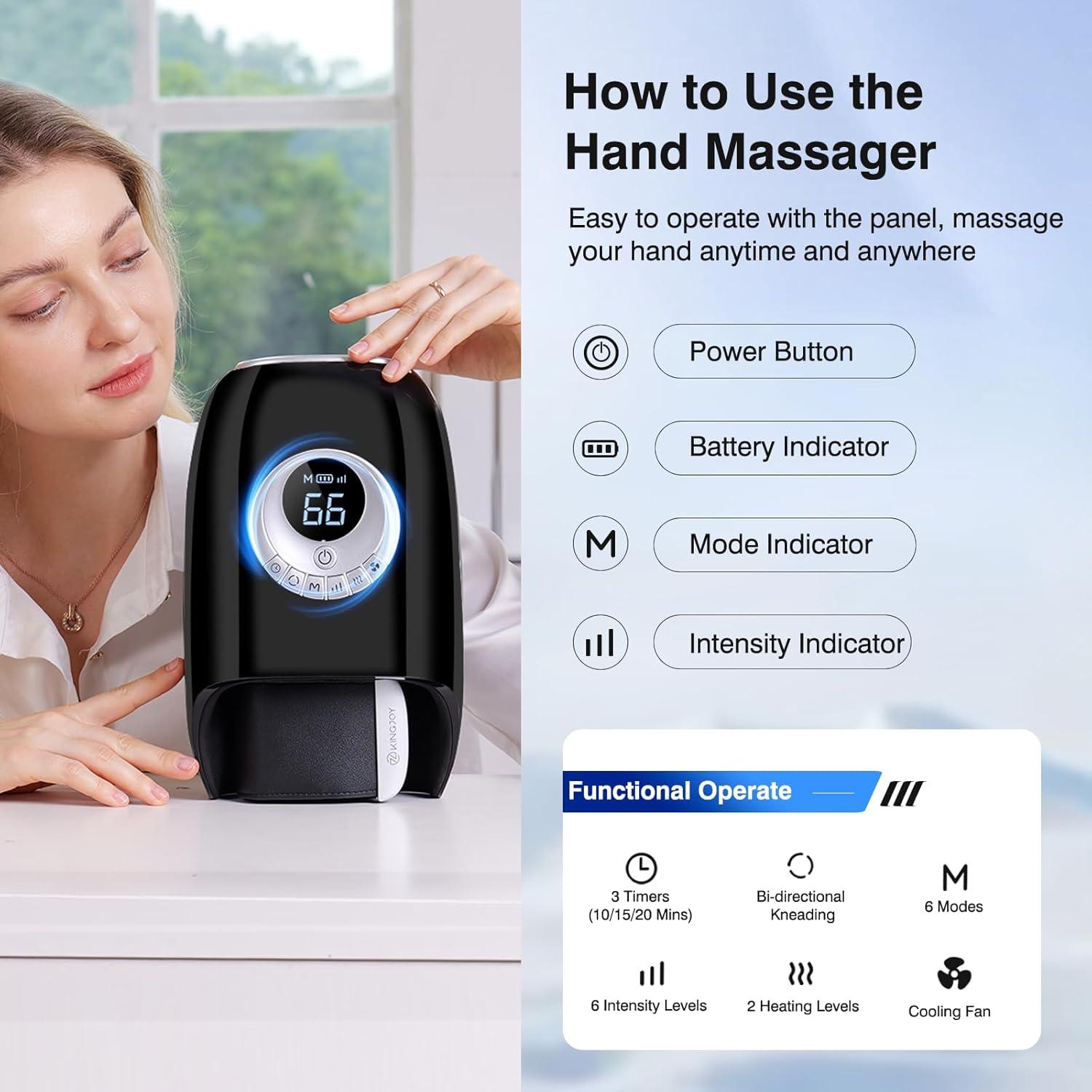 Masajador de Manos KINGJOY F7 con Calor y Compresión 3D