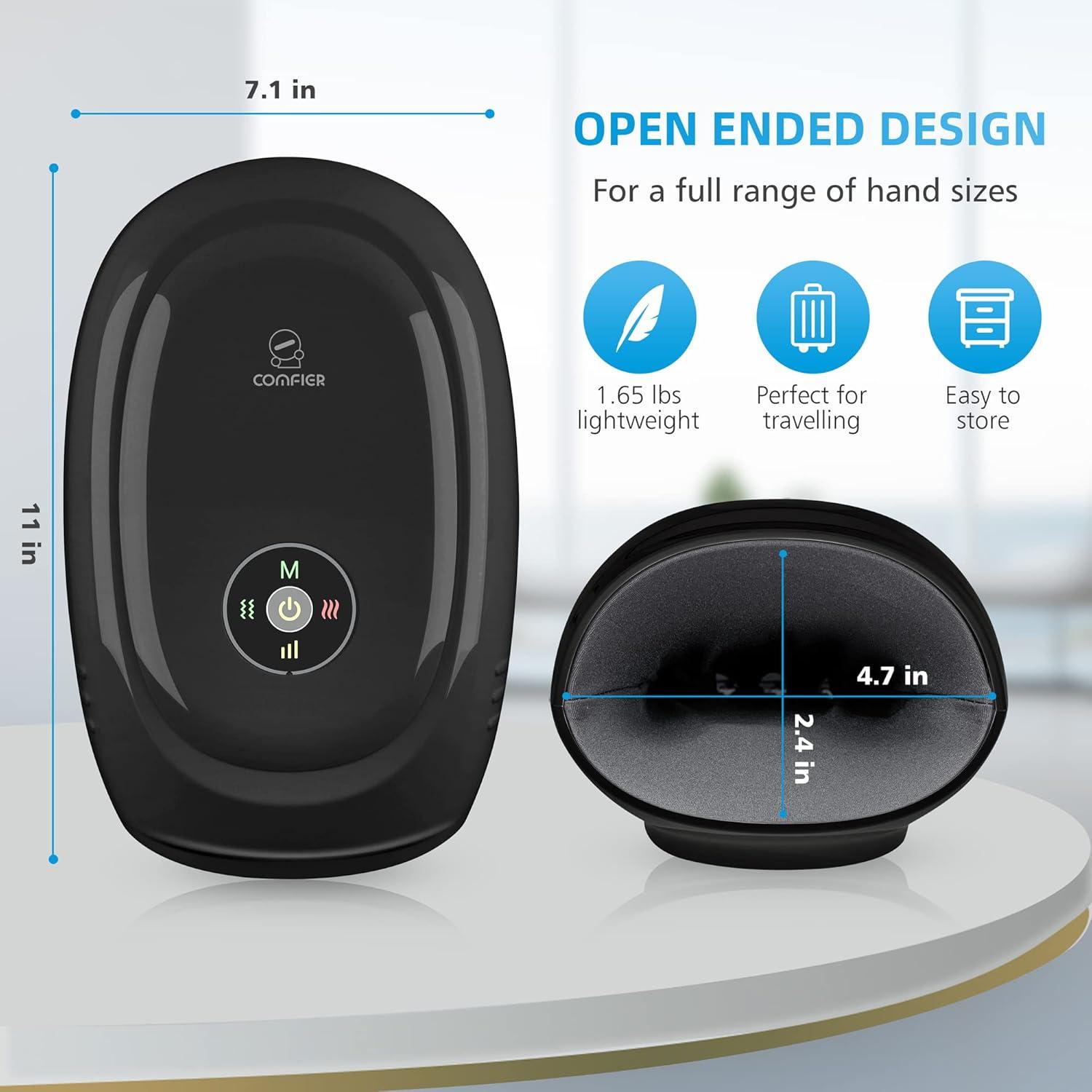 Masajeador de Manos Comfier con Calor y Compresión - Negro