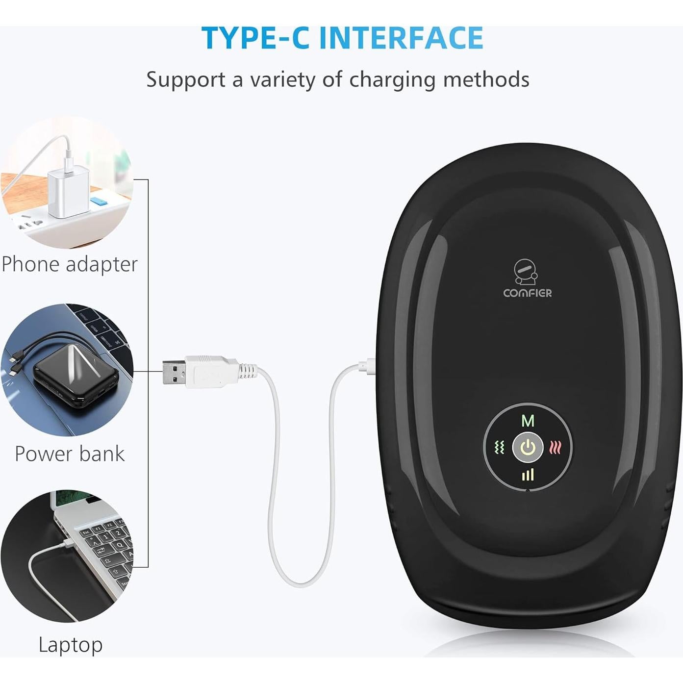 Masajeador de Manos Comfier con Calor y Compresión - Negro