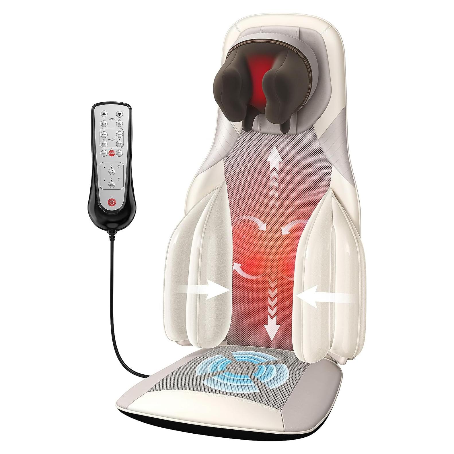 Almohadilla de Masaje Shiatsu Elite con Calor - 4D, Vibración, Compresión