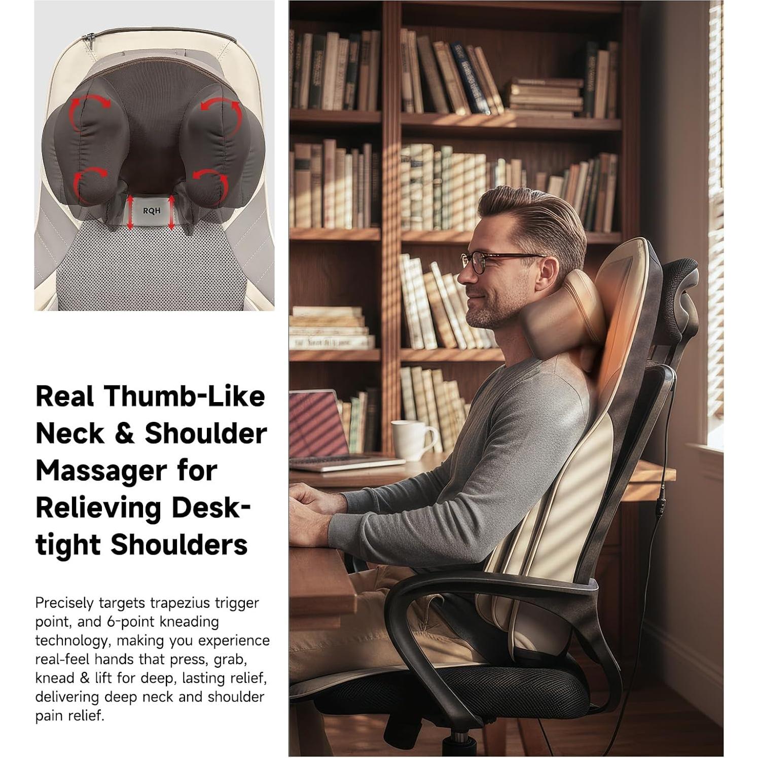 Almohadilla de Masaje Shiatsu Elite con Calor - 4D, Vibración, Compresión