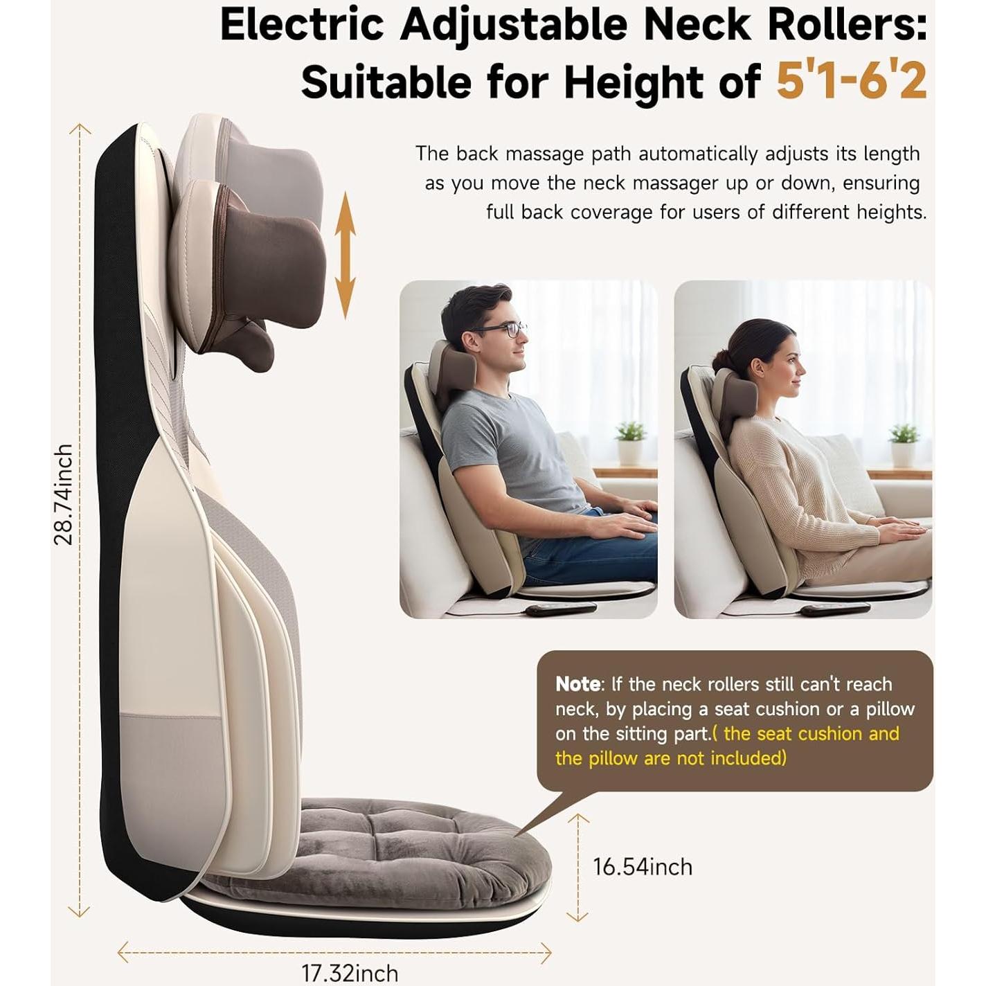 Almohadilla de Masaje Shiatsu Elite con Calor - 4D, Vibración, Compresión