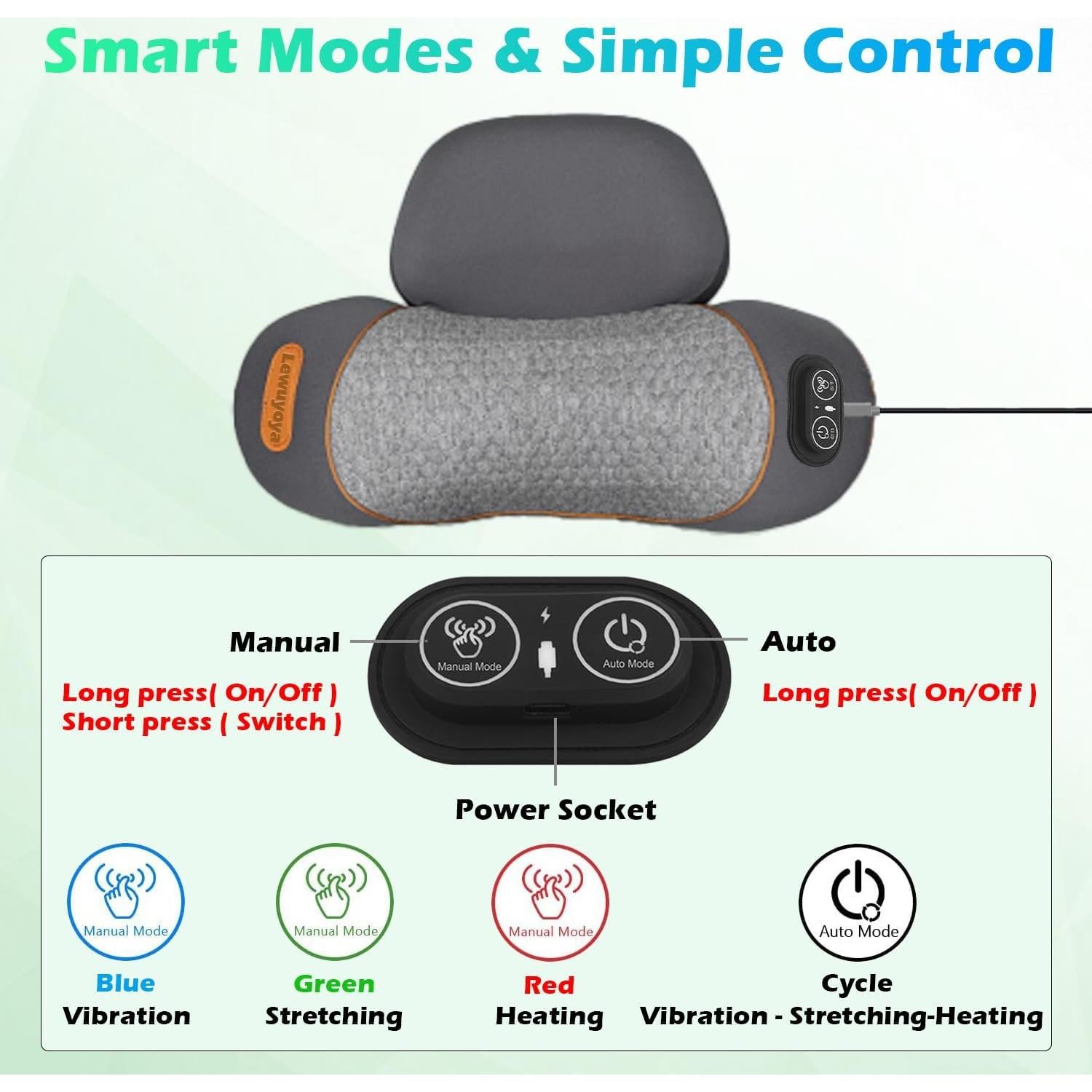 Masajeador de Cuello Vibrante Lewuyoya 3-en-1 con Calor