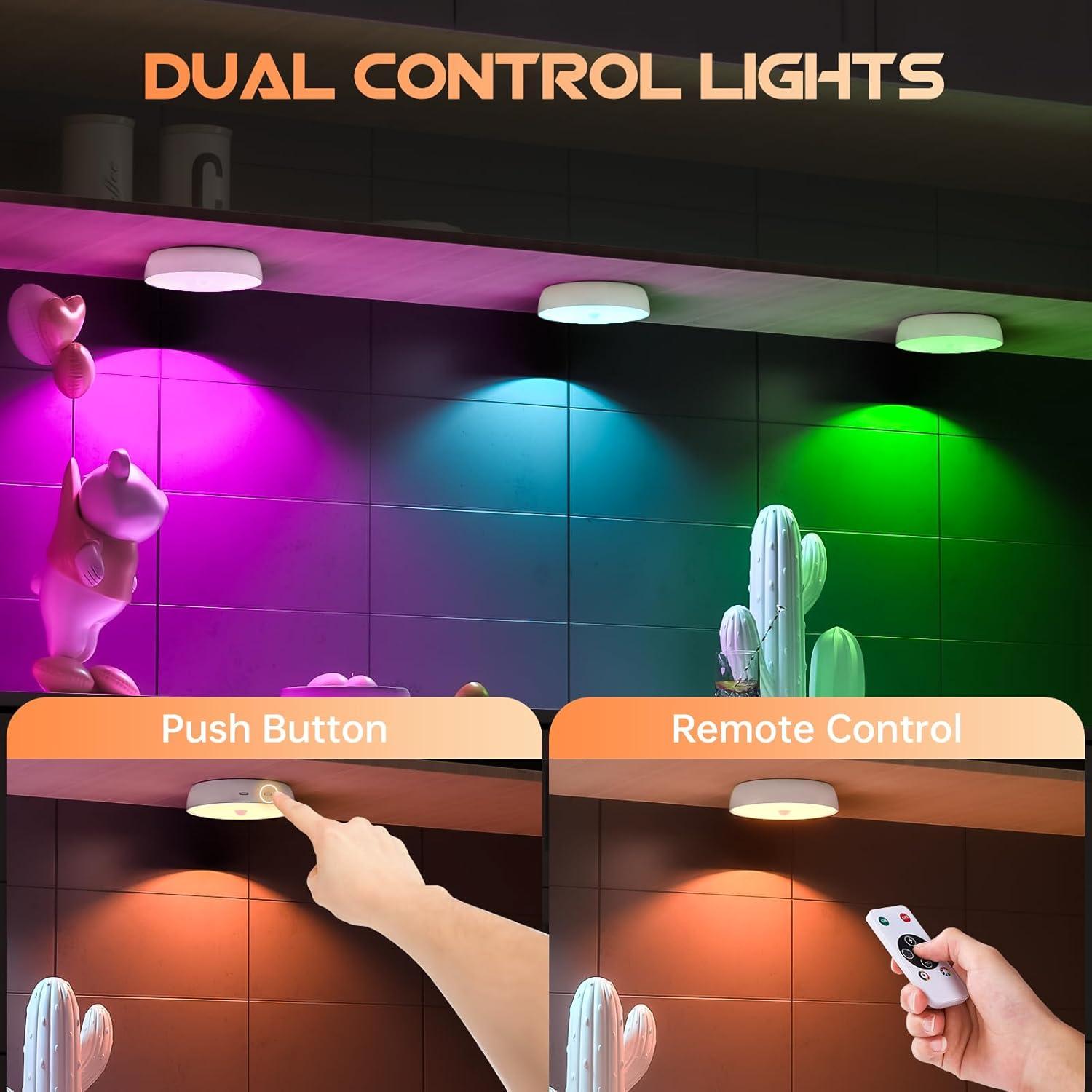 Luces LED Puck Lightbiz RGB 5 Piezas con Sensor Movimiento