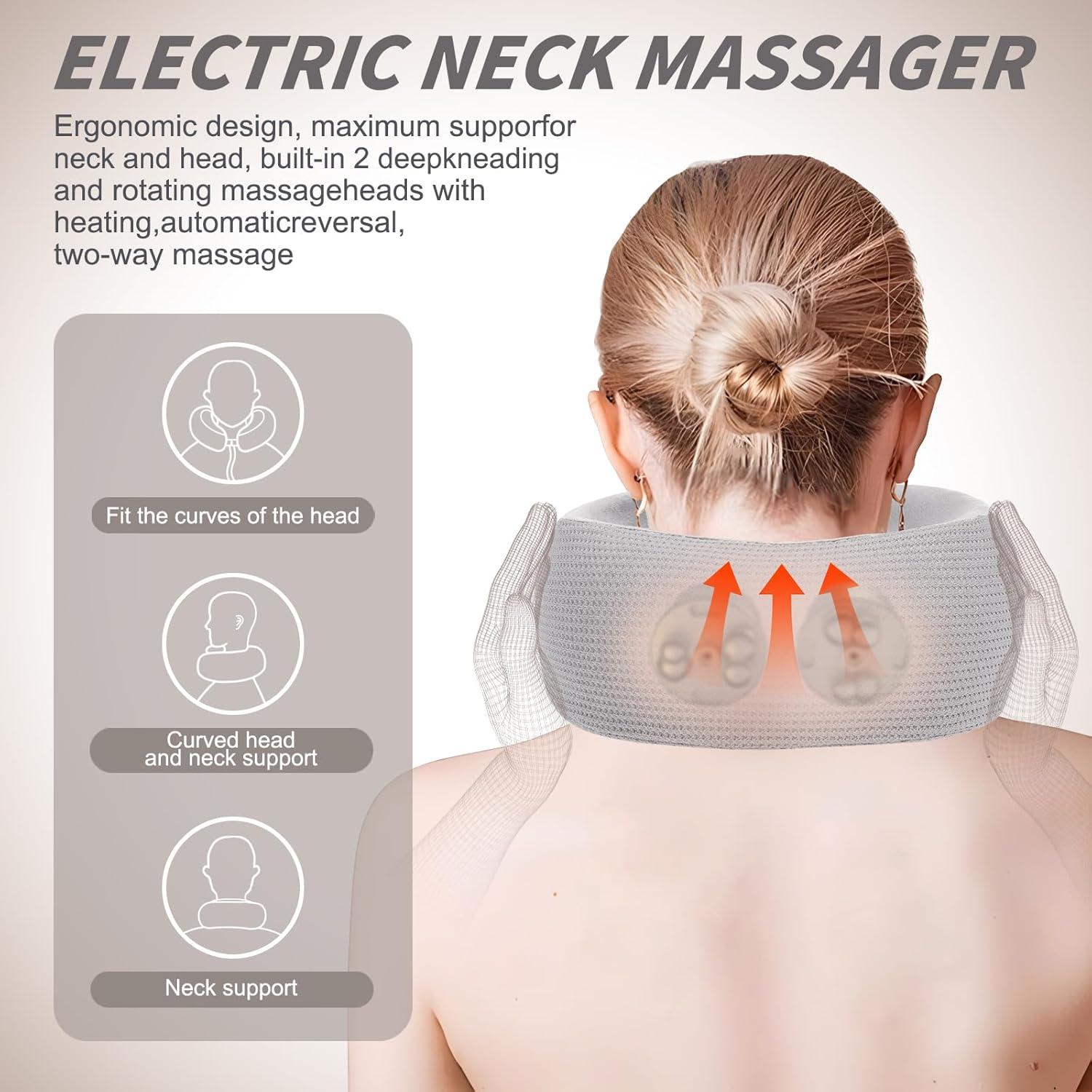 Masajeador de Cuello Eléctrico Yincook, Almohada Portátil con Calor