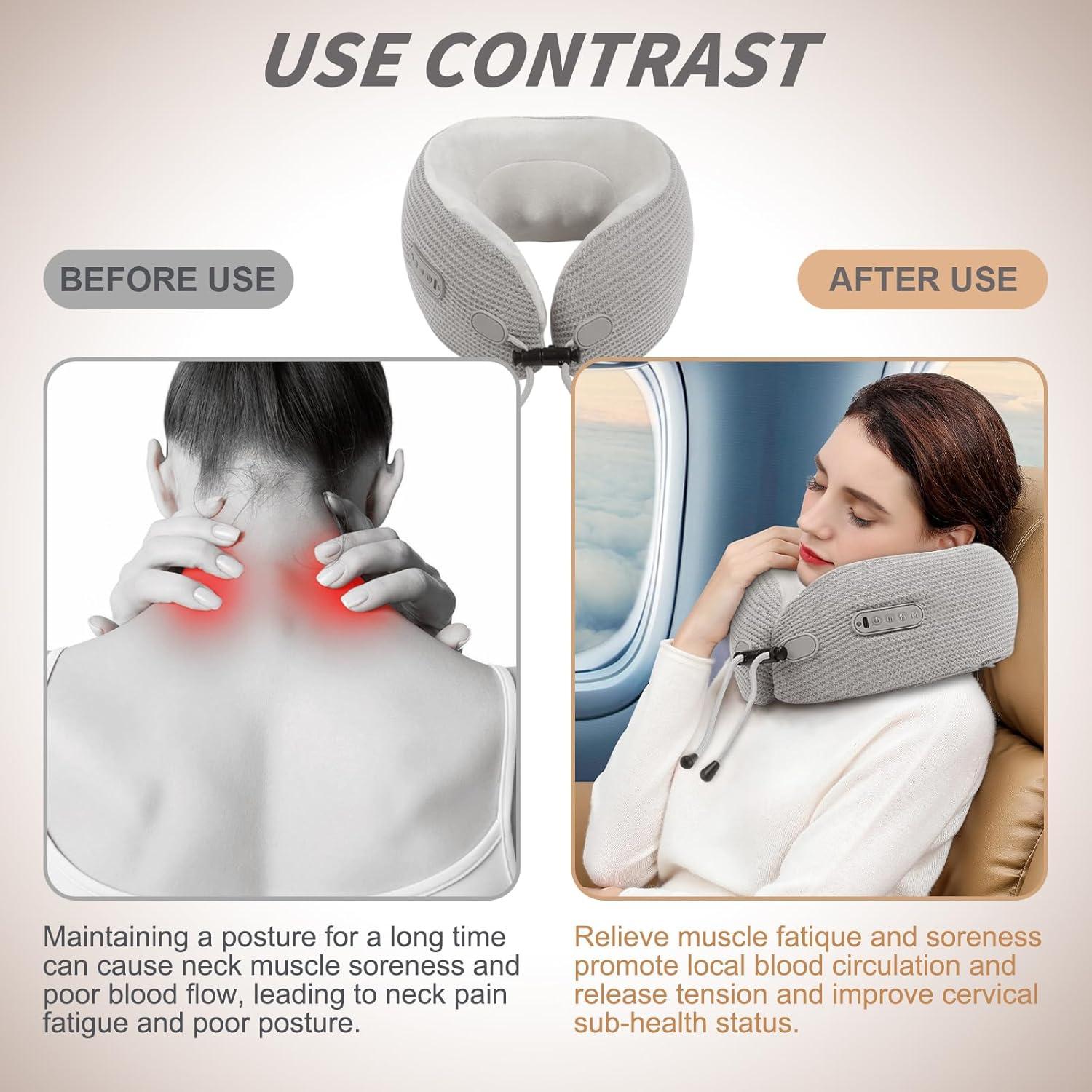 Masajeador de Cuello Eléctrico Yincook, Almohada Portátil con Calor