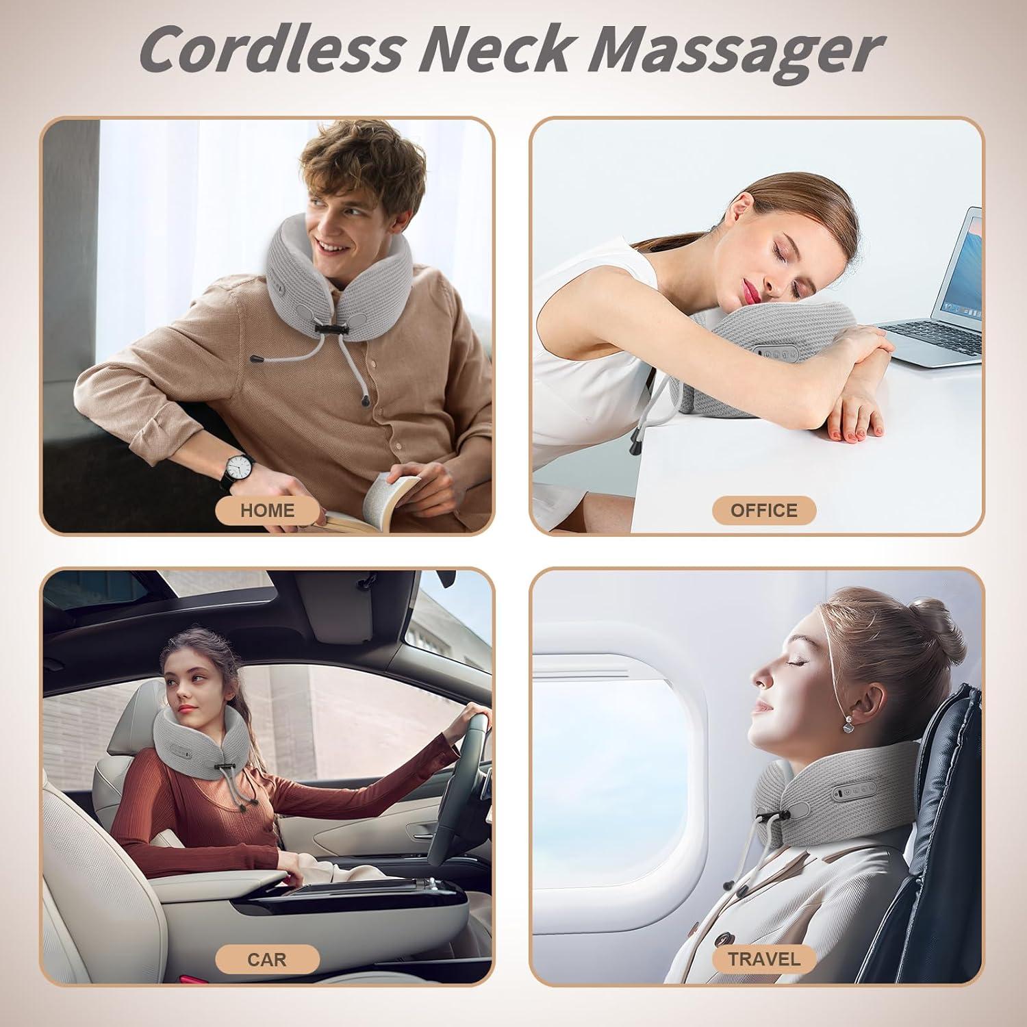 Masajeador de Cuello Eléctrico Yincook, Almohada Portátil con Calor