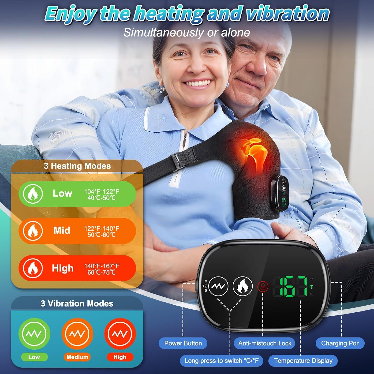 Almohadilla Térmica Inalámbrica Yincook para Hombros con Vibración