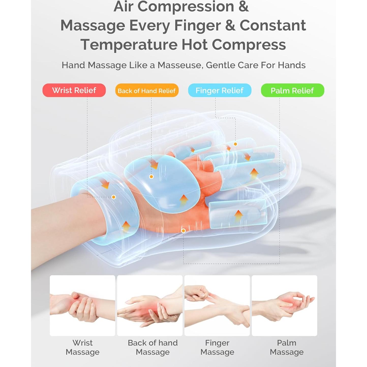 Masajeador de Mano AIRSEE con Calor y Compresión 3 Modos