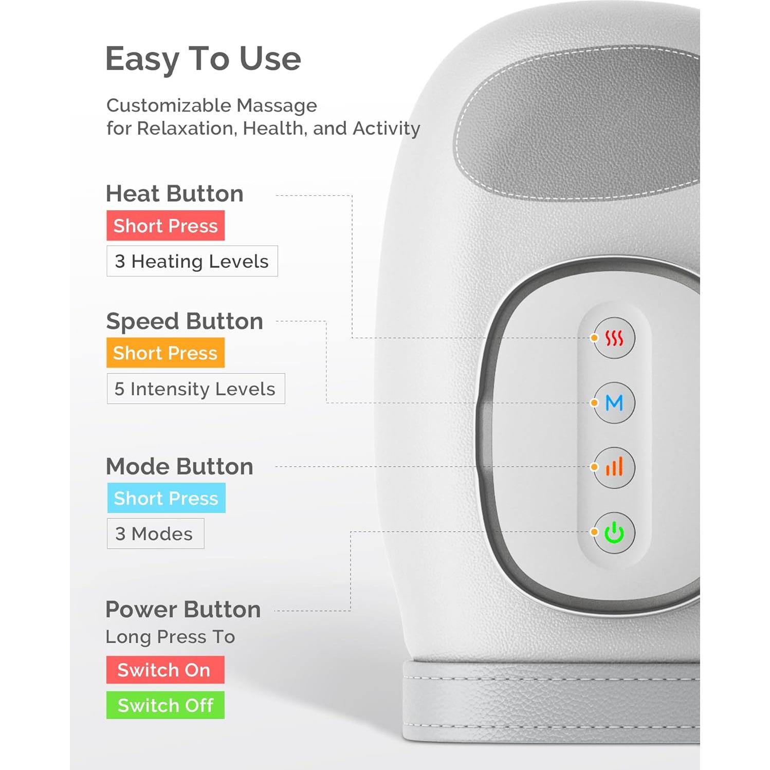 Masajeador de Mano AIRSEE con Calor y Compresión 3 Modos