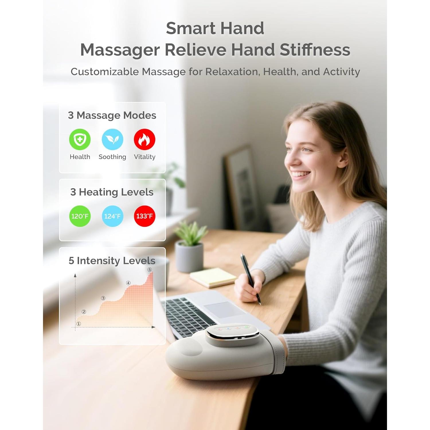 Masajeador de Mano AIRSEE con Calor y Compresión 3 Modos