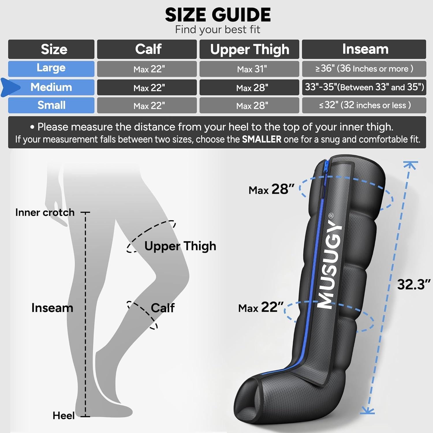 Botas de Compresión MUSUGY para Piernas - Recuperación Rápida