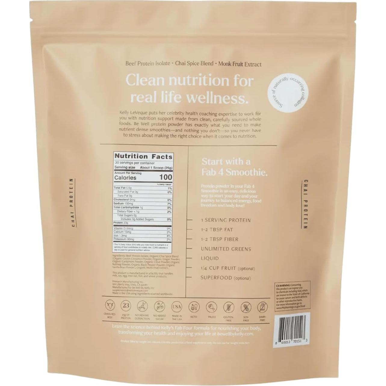 Proteína en Polvo de Carne de Res Be Well 750g Chai